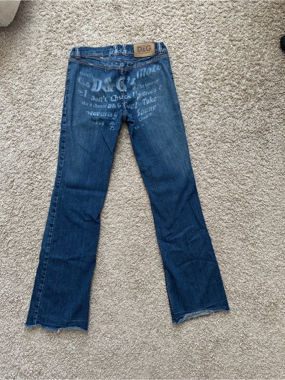 D&G Women's Blue Wide-Leg Jeans with Back Logo Print